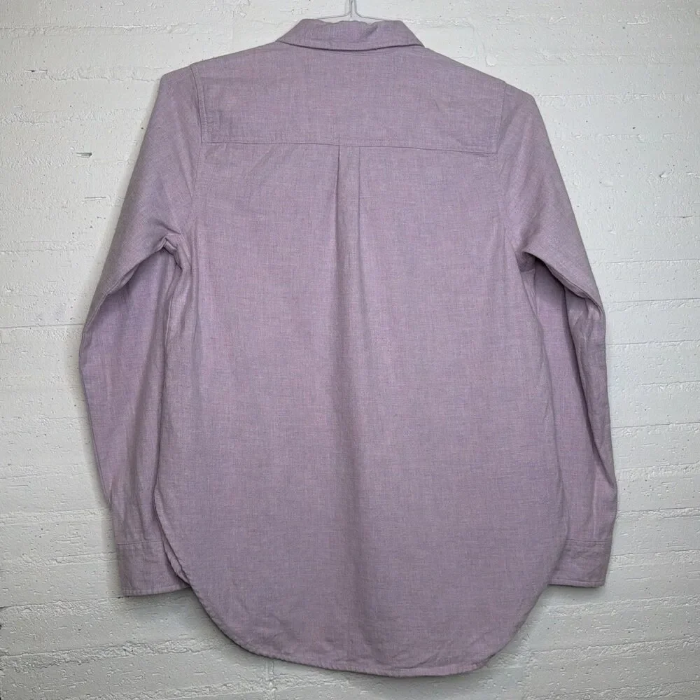 Marine Layer Josie LS Relaxed Popover Shirt Organic Cotton Lavender S Coastal